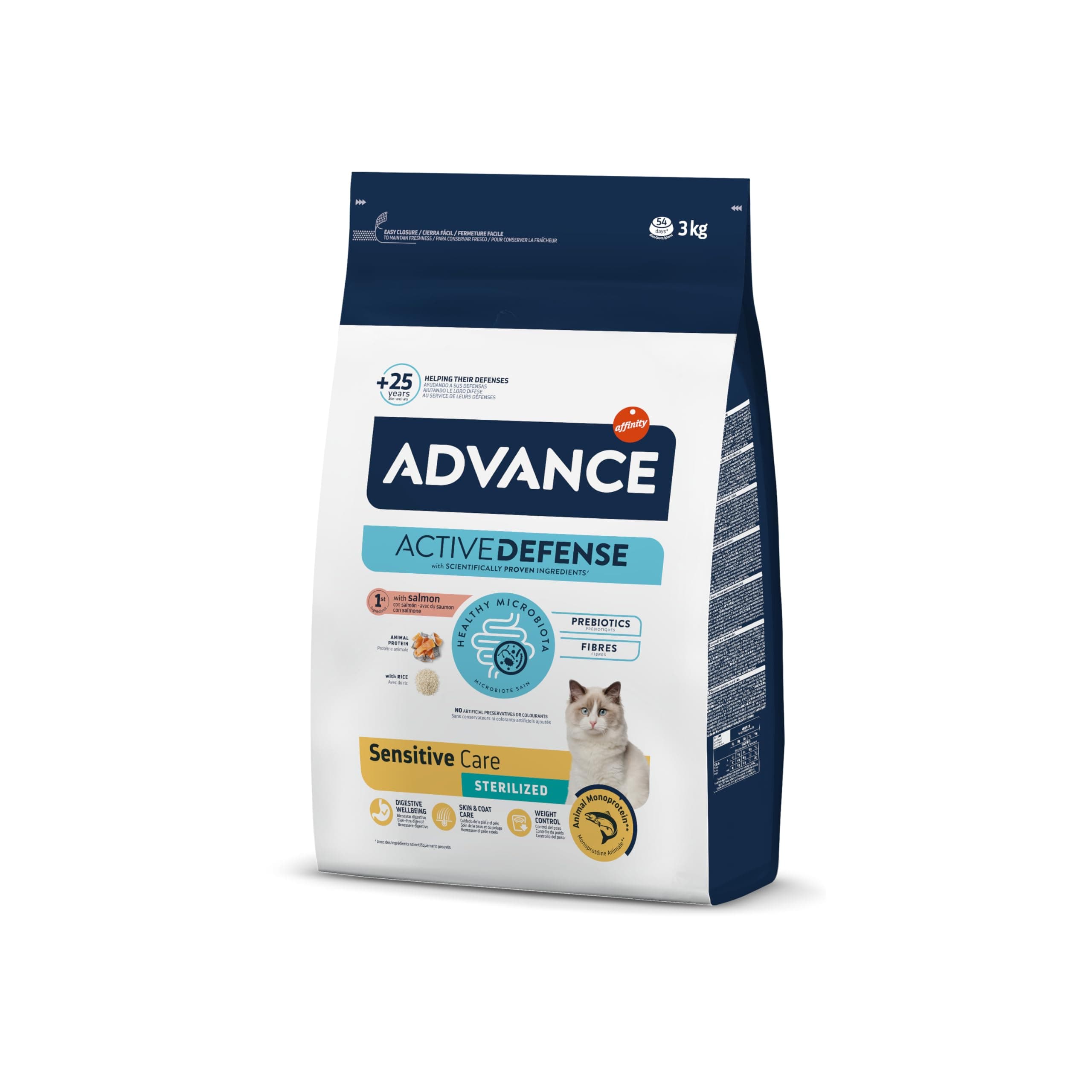 Advance Cat Sensitive Sterilized - Dry Food for Adult Cats Sterilized with Digestive Sensitivities to Salmon - 3 kg