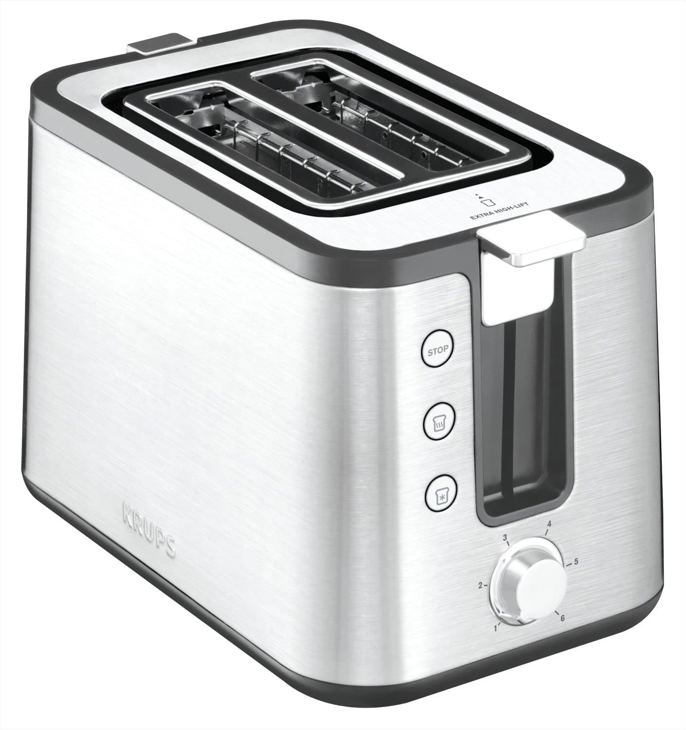 KRUPS Control Line Stainless Steel Toaster with 2 Extra Large Slots, Toaster 850 W, Extra High Lift, 6 Levels of Browning, Reheat and Defrost Function KH442D10 - Image 1