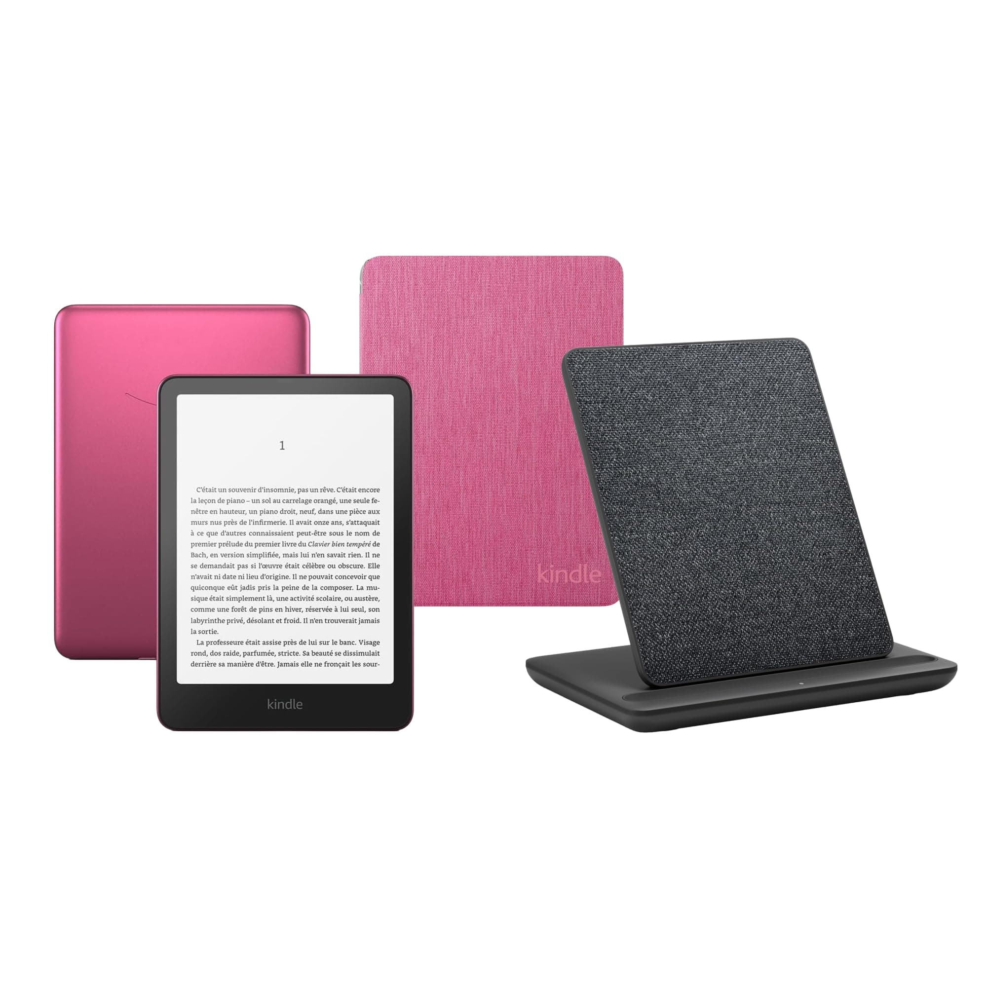Kindle Paperwhite Signature Edition (2024 Release) 32 GB without ads, Raspberry Amazon Clear back Cover and a Made for Amazon Wireless Charging Dock - Image 1