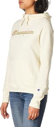 Champion Women's Powerblend Hoodie, Full Script, Natural-586979, X-Small, Natural-586979