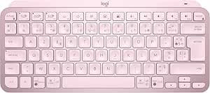 Logitech MX Keys Mini Wireless Minimalist Illuminated Compact Bluetooth Backlit USB C Keyboard Compatible with Apple MacOS, iOS, Windows, Linux, Android, Metal Construction, French AZERTY – Pink