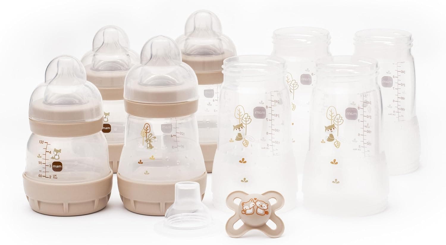 MAM Easy Start Anti-Colic Self Sterilising Newborn Starter Kit with Bottle and Dummy, Newborn Essentials, White (Designs May Vary) - Image 1