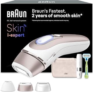 Braun Epilateur Lumiere Pulsee Intelligent Skin i·expert PL7253, Epilation A Domicile, Alternative Au Laser, Avec Appli, Mini-Rasoir Visage, 3 Têtes Intelligentes Pour Epiler Jambes, Maillot, Plus