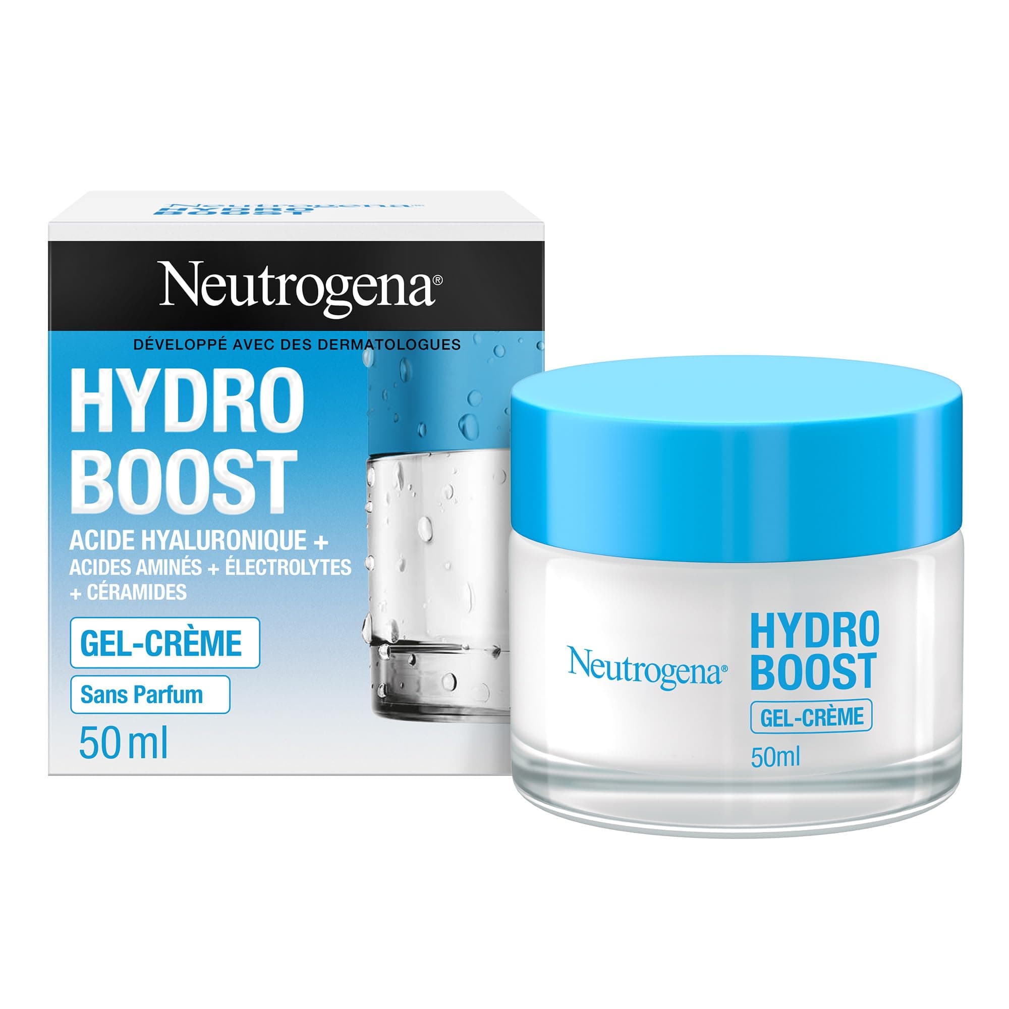 Neutrogena Neutrogena – Gel-Crème Hydro Boost (pot de 50 ml) – Crème hydratante pour les peaux sensibles à l'acide hyaluronique et tréhalose botanique – Gel hydratant pour un teint frais et éclatant