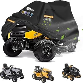 Housse pour tondeuse à gazon – Housse de tracteur 600D robuste, imperméable et coupe-vent avec aérations pour John Deere, EGO, Toro, Craftsman, Husqvarna, Honda et plus encore