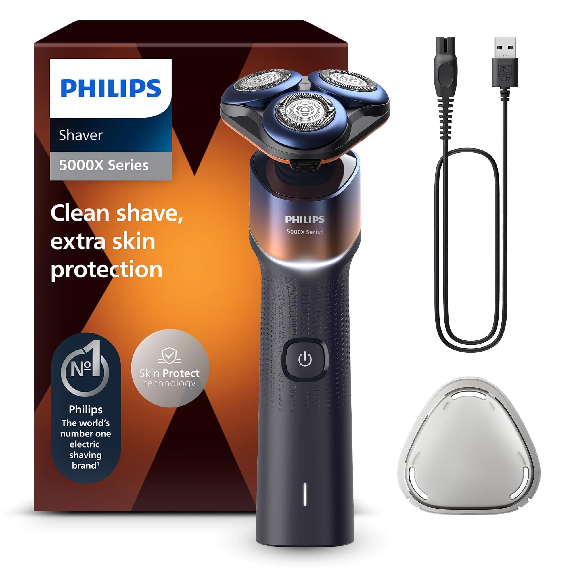 Philips 5000X Series - Rasoir électrique 100 pourcent étanche, Technologie SkinProtect, Tête flexible à 360°, Charge rapide, Capot de protection, Orange, modèle X5012/00 - Image 9