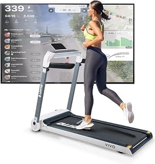 Official Licensed Product Vivo Folding Electric Treadmill, 2.5 HP, Max 120 kg, Bluetooth Spax/Kinomap/Zwift, Automatic Tilt, LED Computer, 1-15 km/h, 121 x 46 cm