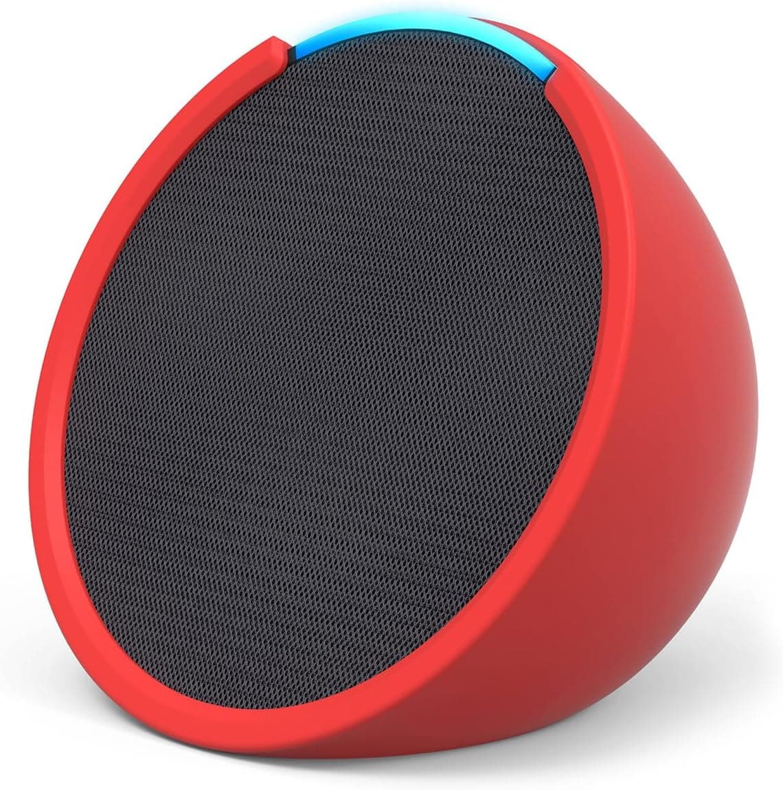 Echo Pop | Enceinte connectée Bluetooth compacte au son riche, avec Alexa | Anthracite+ housse « Made for Amazon » pour Echo Pop (Modèle 2023), Rouge