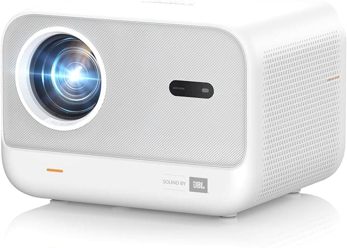 JBL 16W Sound, Yaber Video Projector Auto Focus, Portable WiFi6 Bluetooth Short Throw Projector, Outdoor Native 1080P Overhead Projector, HDMI/USB - White
