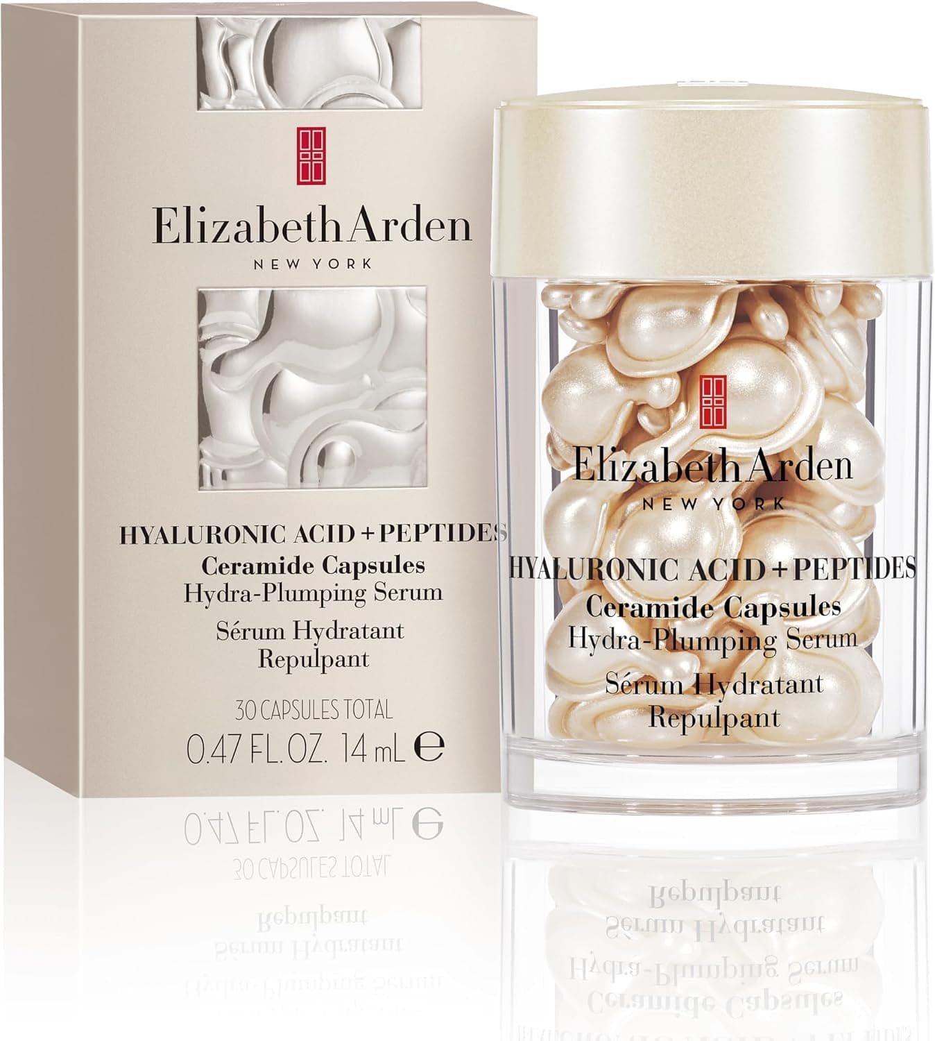 Elizabeth Arden - Hyaluronic Acid Capsules + Peptides and Ceramides, Hydrating and Plumping Serum, Silky and Light Formula for Smoother, More Bounced Skin, for All Skin Types