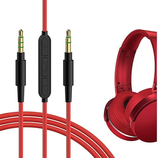 Geekria Audio Cable with Mic Compatible with Sony WH-ULT900N WH-1000XM5 WH-XB920N MDR-XB950BT Headphones, Replacement 1/8" (3.5mm) to 3.5mm Stereo Cable with In-Line Microphone (4ft/1.2m) - Image 1