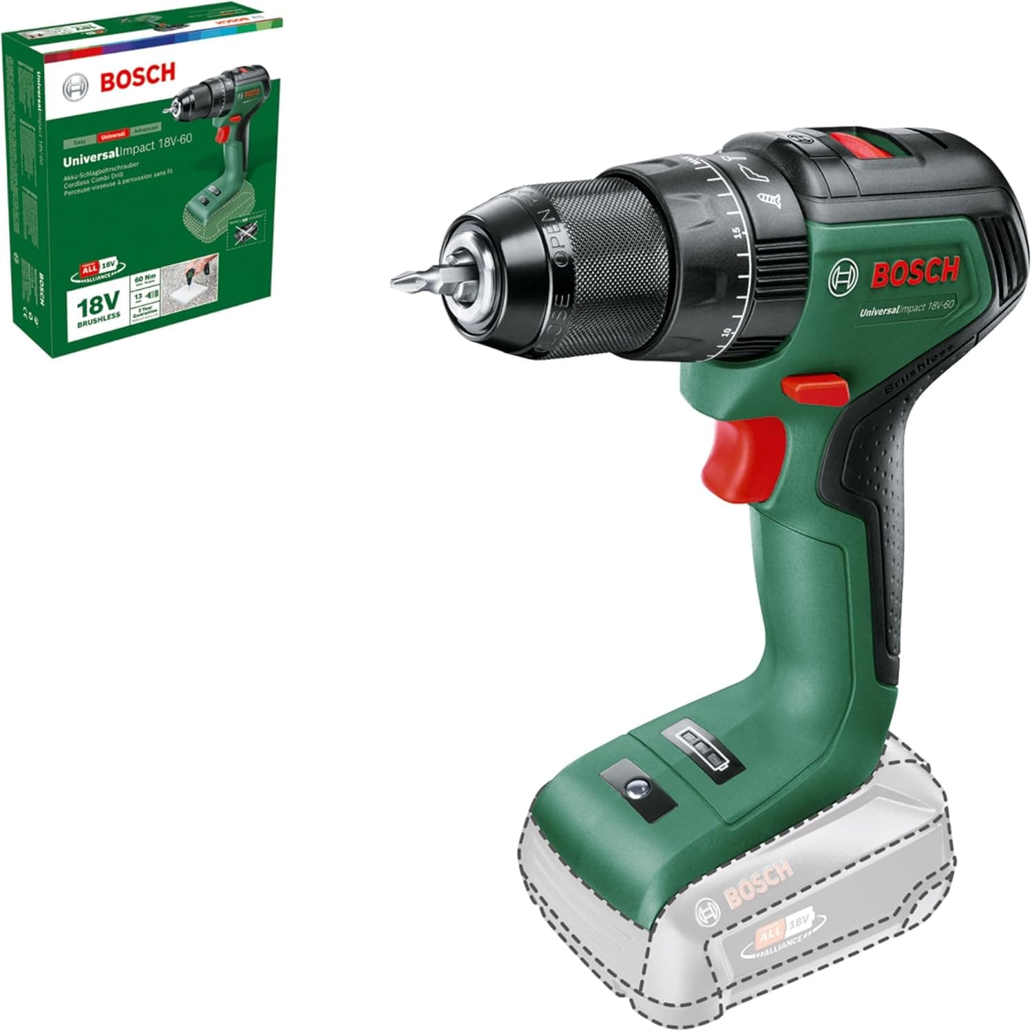 Bosch Bosch UniversalImpact 18V-60 cordless impact driver (without battery, 18 Volt system, in cardboard packaging)