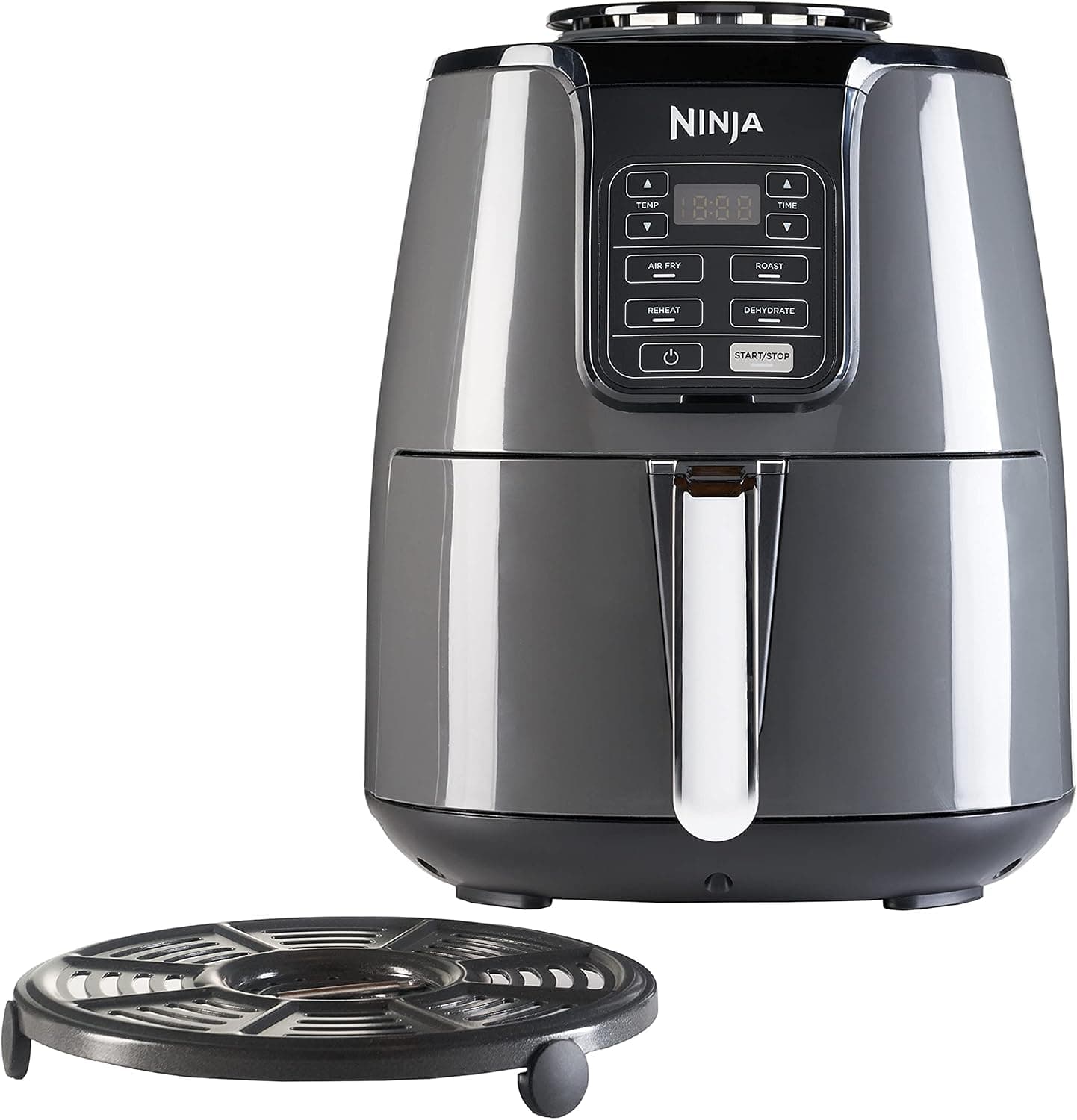 NINJA Air Fryer, 3.8L, 4-in-1, Oil Free, Air Frying, Roasting, Dehydrating, Dishwasher Safe Nonstick Basket, 2-4 Servings, Digital, Grey and Black, AF100EU
