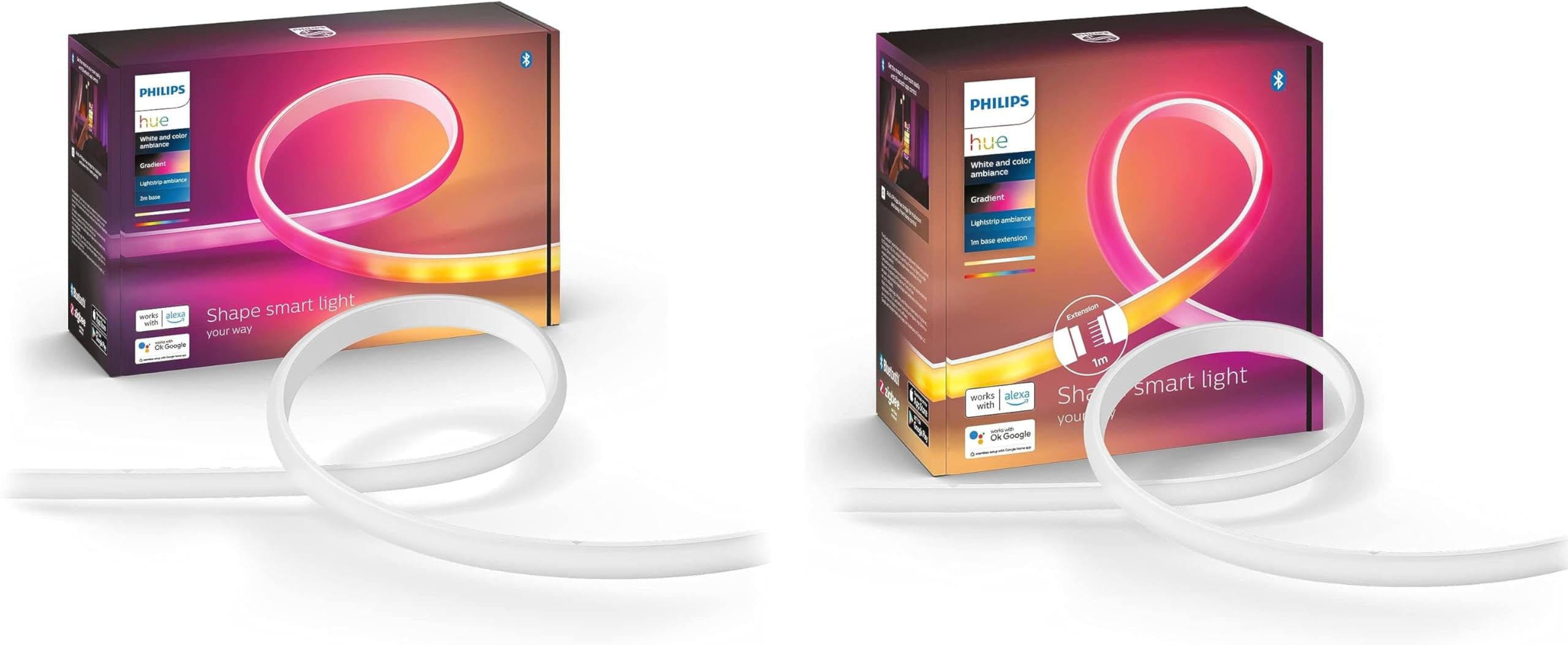 Philips Hue White and Color Lightstrip Gradient 2 m with Screen Sync Box (Required - Not Included) + 1m Extension Compatible with Alexa, Google Assistant and Apple Homekit - Image 1