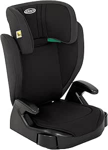 Graco Junior Maxi I-Size R129 High Back Booster Seat, Approx. 3.5-12 Years (100-150 cm), Child Booster Seat, Height Adjustable Armrests and Headrests, Lightweight, with Drink Holder, Black