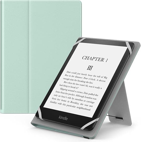 MoKo Universal Case for 6" 6.8" 7" Kindle eReaders Fire Tablet - Kindle/Voyaga/Lenovo/Sony Kindle E-Book E-Reader Tablet, PU Case with Adjustable Stand and Hand Strap, Mint Green - Image 1