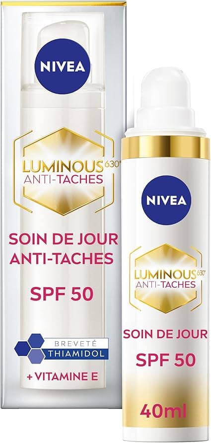 NIVEA Luminous 630 Protective Day Care SPF 50 (1x40 ml), anti-stain and anti-aging face with Thiamidol & Hyaluronic Acid, women's skin tone perfector, moisturizing face cream