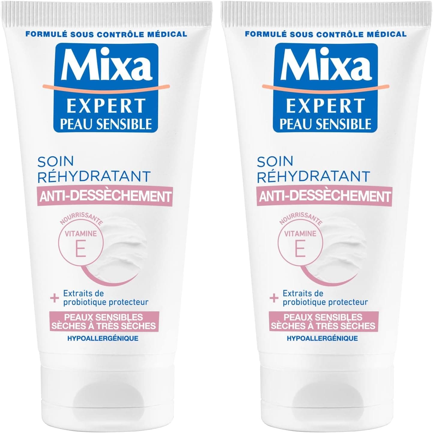 Mixa Expert Peau Sensible - Anti-drying Rehydrating Cream with Oat Extract + Nutritive Shea - 50 ml (Pack of 2) - Image 1