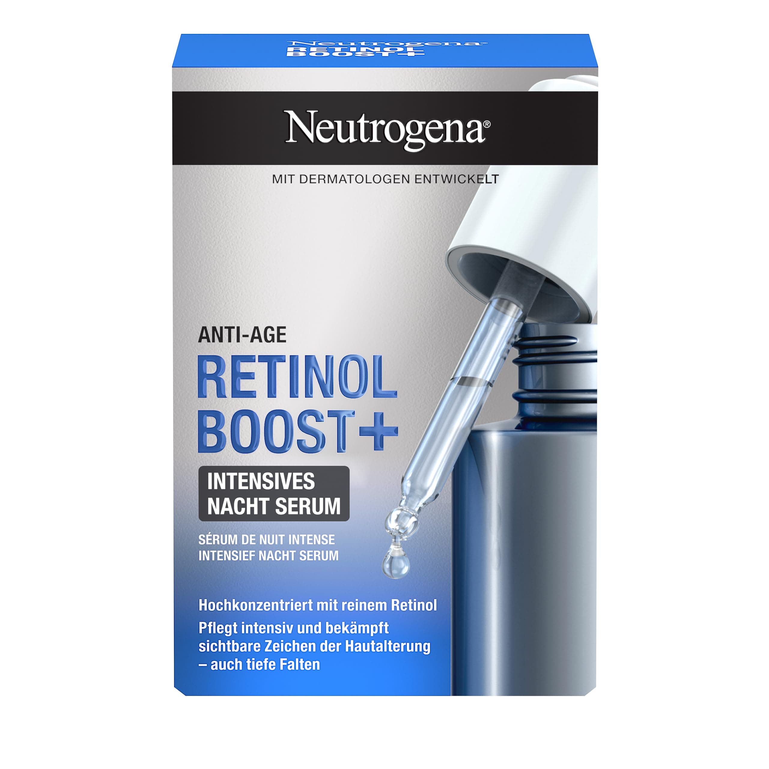 Neutrogena Retinol Boost+ Sérum de nuit intense (30 ml), sérum anti-âge hautement concentré avec rétinol pour une peau jeune et saine - Image 4