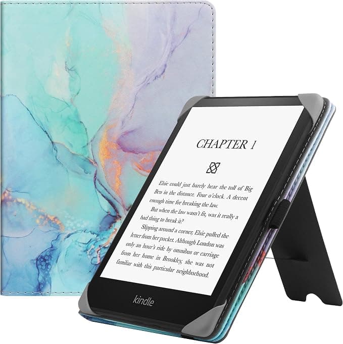 Universal Stand Case for All 6-7 Inch eReaders, Folio Stand Case with Wrist Strap Compatible with Kindle Paperwhite 6.8 Inches/Paperwhite 7 Inches/Kobo/Tolino/Pocketbook/Sony eReader-MBBL - Image 1