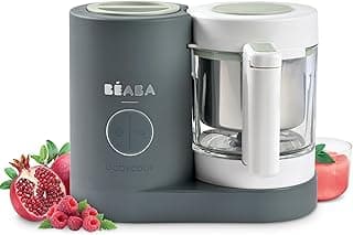 BÉABA, Babycook Néo, Robot Bébé 4 en 1, Made in France, Mixeur-Cuiseur, Bol en Verre et Cuve Inox, Diversification alimentaire, Petits pots bébé maison, Cuisson Vapeur Douce Rapide, Gris mineral
