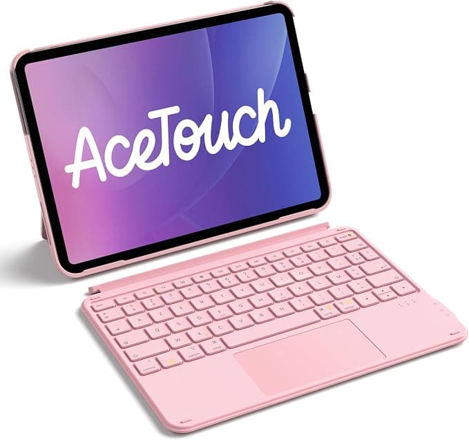 Inateck Keyboard Case for iPad 11th/10th Gen, for iPad 10th (10.9")/11th (2025 A16), Air 11" M3/M2, Air 6/5/4th, Pro 11 4th/11, Detachable Ultralight Keyboard with Touchpad, Pink AceTouch - Image 1