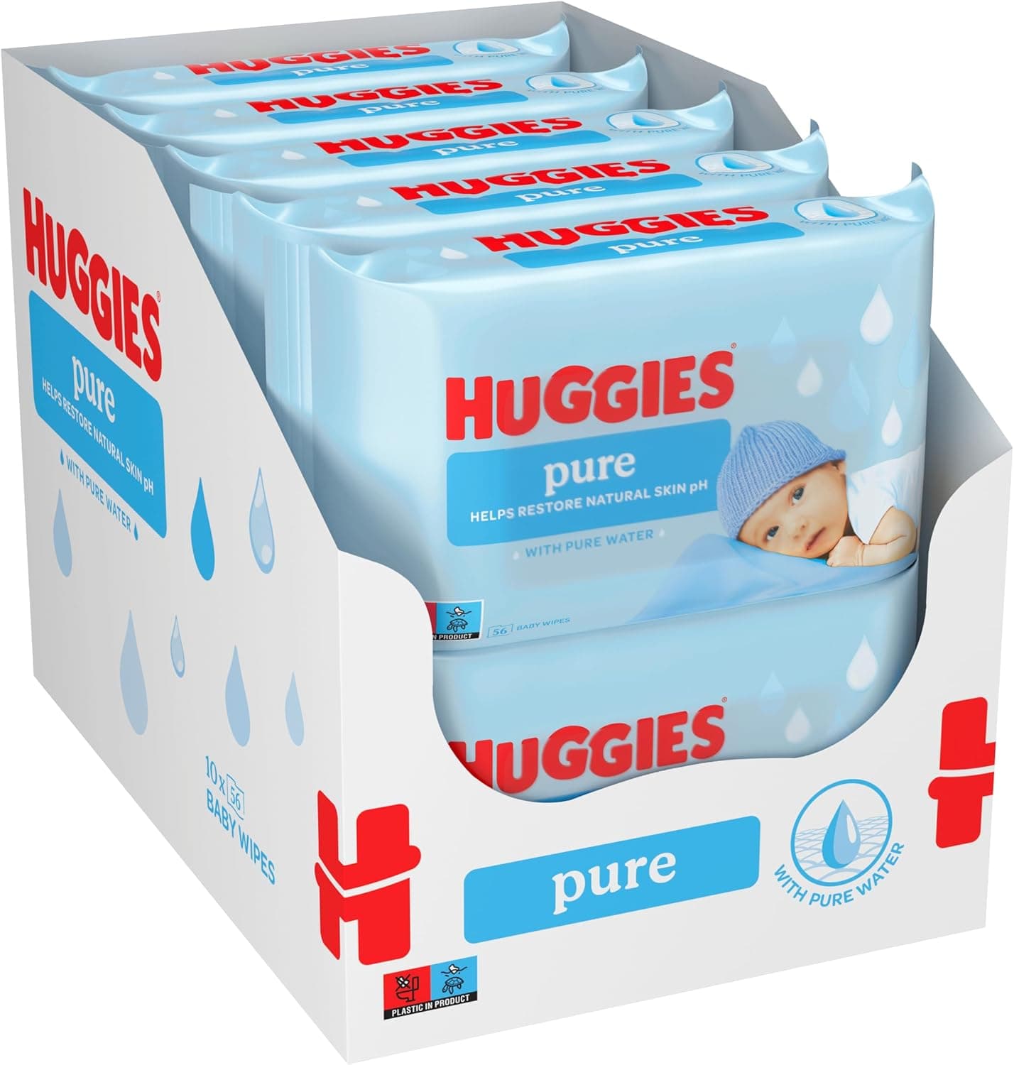 Huggies Pure Baby Wipes, 18 Packs (1008 Wipes Total) - 99% Pure Water Wipes - Fragrance Free for Gentle Cleaning - Natural Wet Wipes