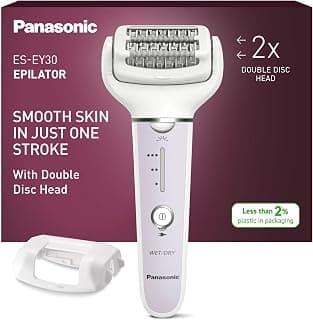 Panasonic ES-EY30-V503 Wet and Dry Epilator, Double Disc 60 Clips, 90° Swivel Flexible Head, 3 Speeds and LED, 30 Minutes Battery Life, Wireless, Epilator, Purple