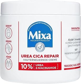 Mixa Urea Cica Repair+ Crème régénérante à l'urée et à la niacinamide pour peaux sèches, rugueuses et irrégulières, répare et lisse les soins hydratants pour le corps, les mains et le visage Urea Cica
