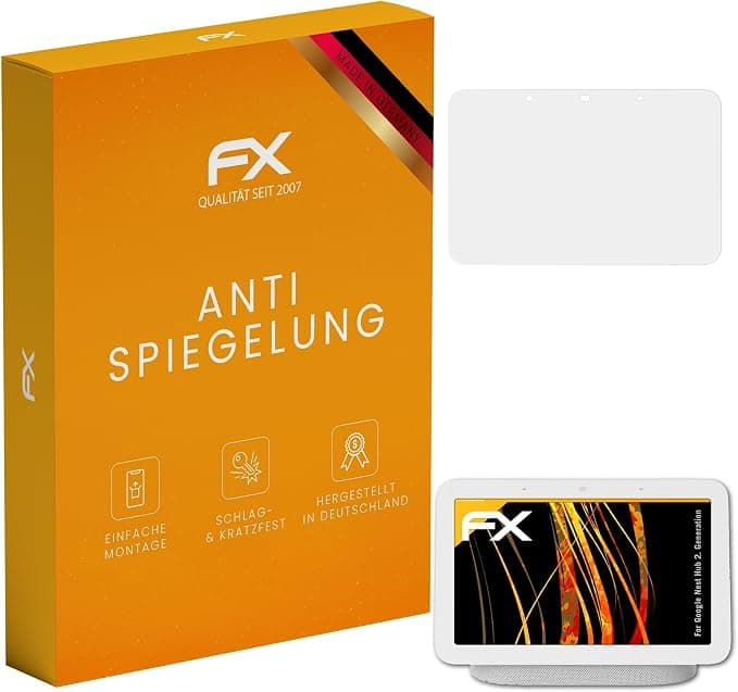 atFoliX Screen Protector Compatible with Google Nest Hub 2.Generation Screen Protector, Anti-Reflective and Shock Absorbing FX Protective Film (3X) - Image 1