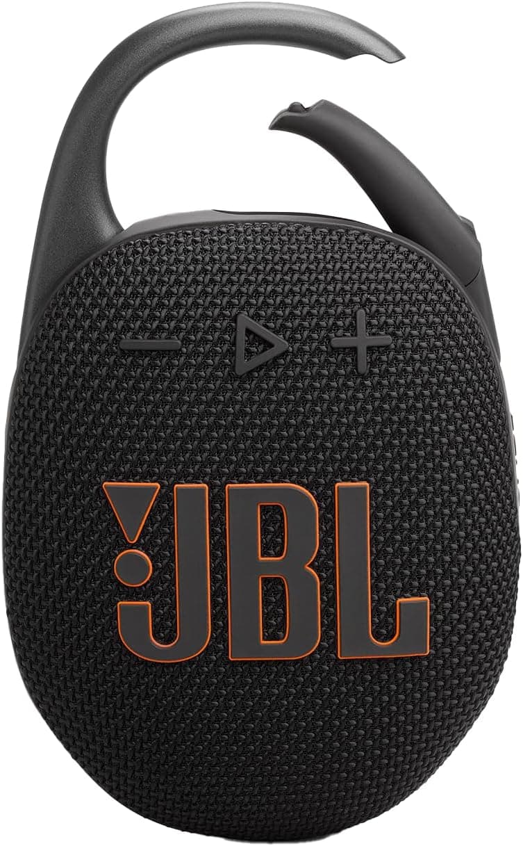 JBL Clip 5, Enceinte Bluetooth ultra-portable, mousqueton intégré, son JBL Pro, basses percutantes, 12 heures d'autonomie, fonction Playtime Boost, résistante à l'eau et à la poussière IP67, en noir - Image 1