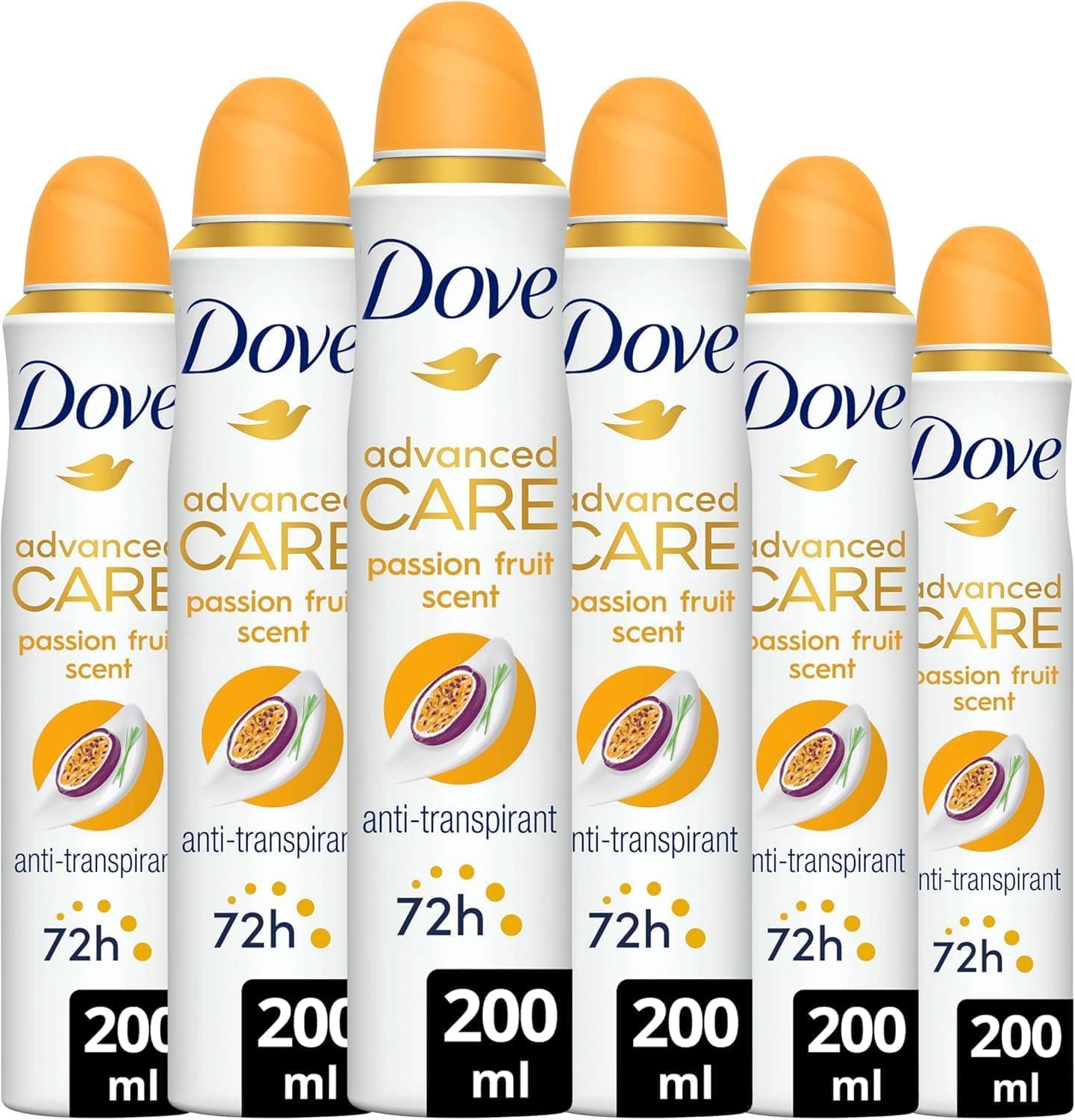 Dove DOVE - Women's Advanced Care Passion Fruit and Lemongrass Deodorant - Antiperspirant Spray - 72 hours of protection (6 x 200 ml)​