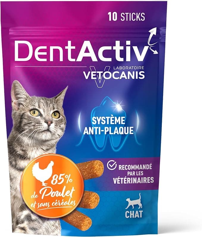 Vetocanis - Dentactiv - Dental Stick - Gourmet Cat Treats - Cat Hygiene and Health - Rich in Meat - 85% Chicken - Anti-Plaque System - Image 1