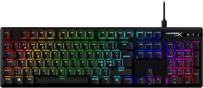 HyperX Alloy Origins PBT Mechanical Gaming Keyboard, RGB Keycaps, PBT Keycaps, RGB Mechanical HyperX Switches, Compact, Portable, Heavy Duty Aluminum Body, Adjustable Foot - Image 1