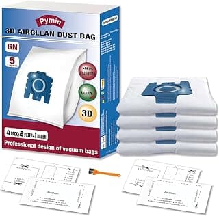 Pymin Lot de 4 sacs d'aspirateur GN de rechange compatibles avec les aspirateurs Miele Classic C1, Complete C2 C3, S227 S240, S270, S400, S400i, S600, S2, S5, série S8