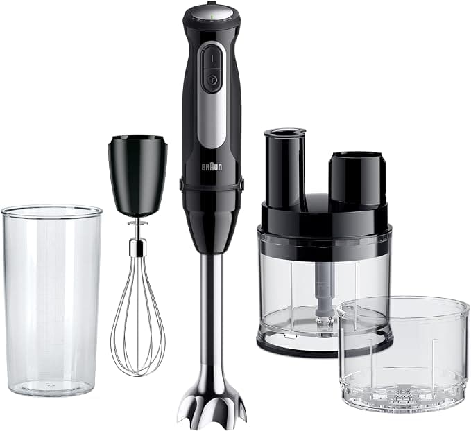 Braun MultiQuick 5 Pro MQ 55.755 M, PowerBell Plus Technology Hand Blender, 25 Speeds & Turbo, EasyClick Plus System, Mini Food Processor, Metal Whisk & Beaker 500 ml, Included, 1000W, Black - Image 1