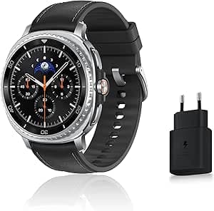 Samsung Galaxy Watch8 Classic, Smart Watch, Rotating Crown, Galaxy AI, Sleep Coach, Running Coach, Bluetooth, 46mm, Black, 25W Fast Mains Charger Included, FR Version