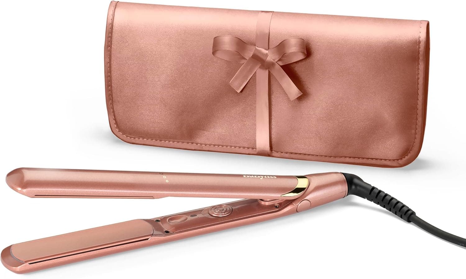 BaByliss Lisseur Cheveux Rose Gold - Plaques en Céramique, Multi-voltage, Utilisation universelle, Chauffe ultra-rapide en 15 sec, 3 réglages de température jusqu'à 235°C, 2598PE