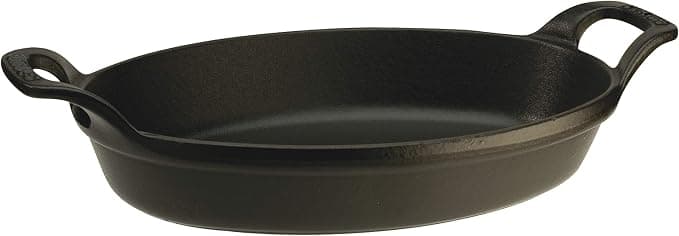 STAUB Mini Stackable Cast Iron Dish, Oval, Ø 15 cm, 0.25 L, Matt Black - Image 1