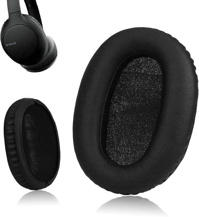 Krone Kalpasmos Sony WH-CH700N Premium Replacement Earpads Compatible with Sony WH-CH710N Soft Protein Leather Earpads High Density Memory Foam Black - Image 1