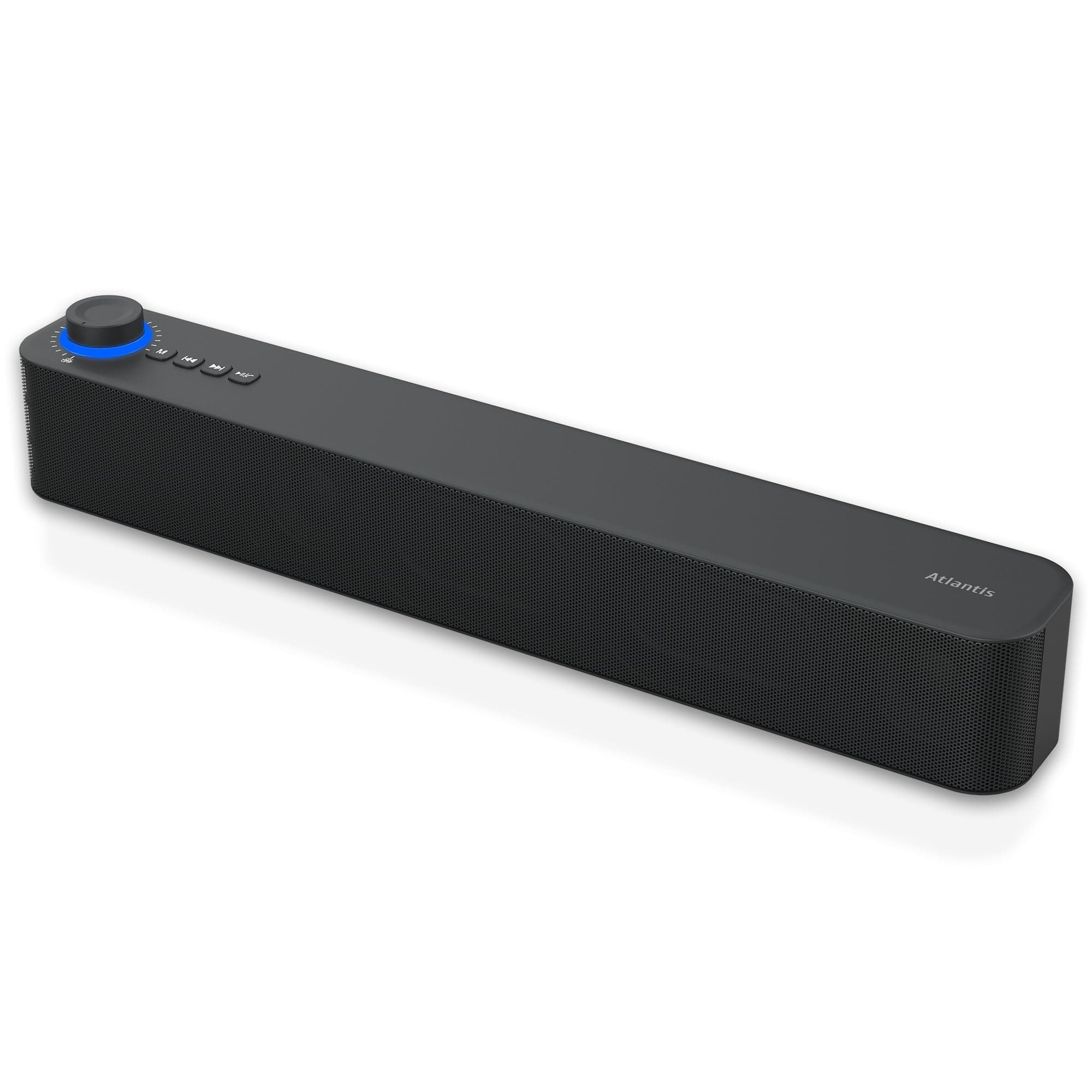 ATLANTIS Soundbar PC 20 W, PC Case, 3.5 mm Jack + Bluetooth 5.3 for Smartphone, FireTV, Turntable, Batt. 2400 MHA, FM Radio, Speaker PC, Laptop, TV, Smartphone Dimm 420 x 60 x 74 mm Black - Image 1
