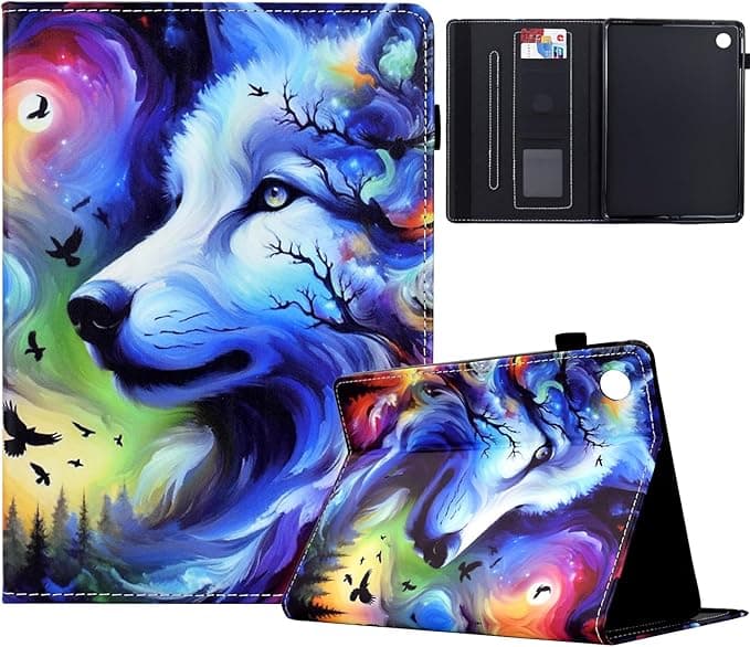 Case for Samsung Galaxy Tab A9 Plus 11 Inch Tablet SM-X210 X215 X216B PU Leather Flip Stand Wallet Protection Tablet Samsung Galaxy Tab A9 Plus Case, Star Wolf