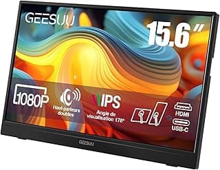 Ecran Portable 15,6 Pouces, Moniteur Portable FHD 1080p IPS 60Hz 99% sRGB, Écran Ordinateur Portable avec Béquille, Ecran Portatif Type-C Port/HDMI pour Mac/Laptop/PC/PS/Xbox