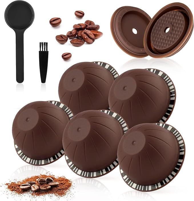 Vertuo Reusable Coffee Capsule Capsules, 230ml, Compatible with Nespresso Vertuo and VertuoLine Coffee Machines, with 2 Reusable Coffee Capsule Lids, Spoon and Brush - Image 1
