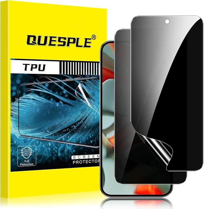 [2 Pieces] Anti-Spy Screen Protector for Google Pixel 9 Pro XL 5G, 3D Curved Full Coverage TPU Privacy Screen Protector, Compatible with Fingerprint Reader - Image 1