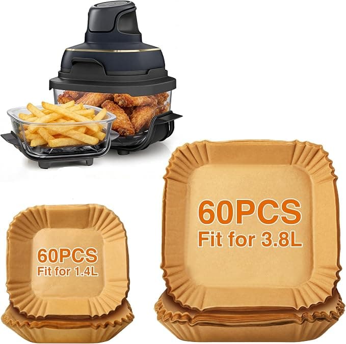 Ankway Papier Cuisson Air Fryer pour Ninja CRISPi, 120 pcs Feuille Sulfurisé Air Fryer Accessoires pour 3,8L & 1,4L FN101EUGY, FN101EUST, FN101EUSG, Paper Liners Friteuse Sans Huile Accessoires - Image 1