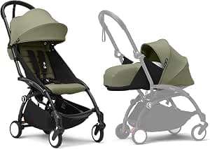 Stokke YOYO Black Frame with YOYO 6+ Color Pack (Olive) and Newborn Pack (Olive)