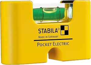 STABILA Pocket Electric Miniature Spirit Level, 7 cm, Strong Rare Earth Magnet, 1 Horizontal Vial, Made in Germany