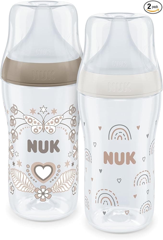 Nuk Perfect Match Baby Bottle Set, 3+ Months, Palate Friendly, Temperature Control, Anti-Colic Vent, 260 ml, BPA Free, Silicone M Teat, Rainbow & Heart, 2 Pieces - Image 9