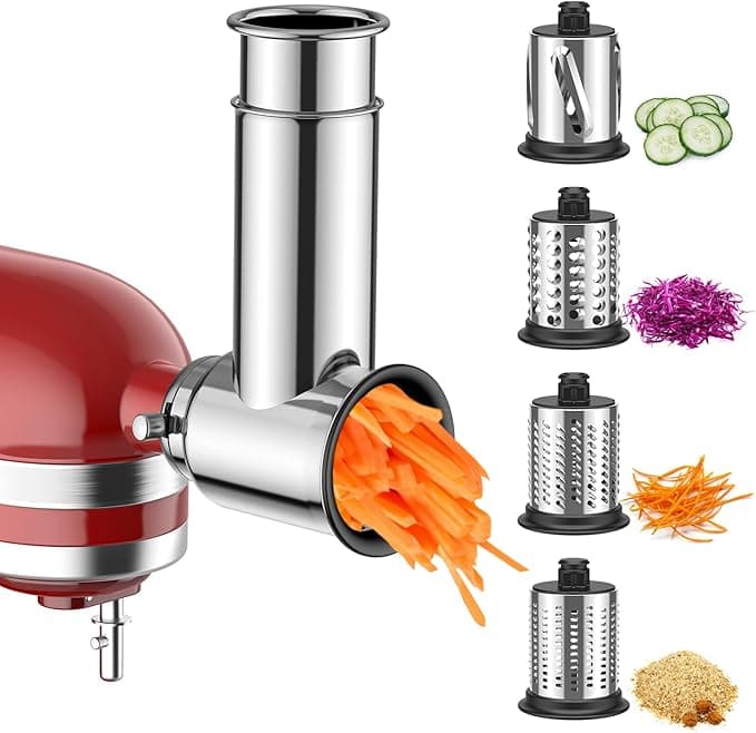 KitchenAid Stainless Steel Vegetable Grater Accessory for Kitchenaid, Cheese Grater/Cutter for Kitchenaid Accessory, with Four Stainless Blades